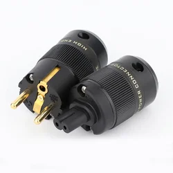 High Quality Schuko Power Plug EU Plug Hifi European plug Male Female Power Plug 24K Gold plated Rhodium Silver Plated HIFI diy