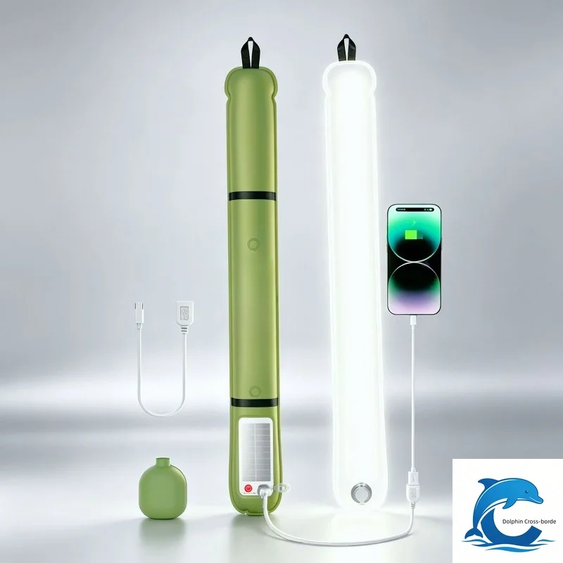 Suitable for folding waterproof magnetic camping light outdoor new air column light solar inflatable light