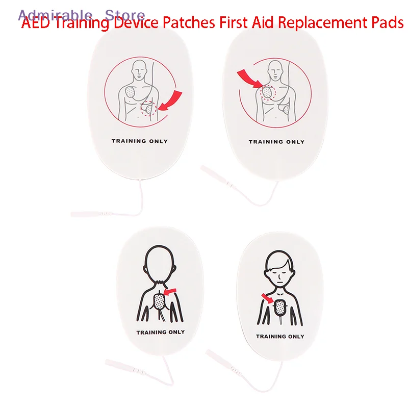[W]1 Pair AED Training Device Patches First Aid Training Replacement Pads Adult Kid Training Universal Trainer