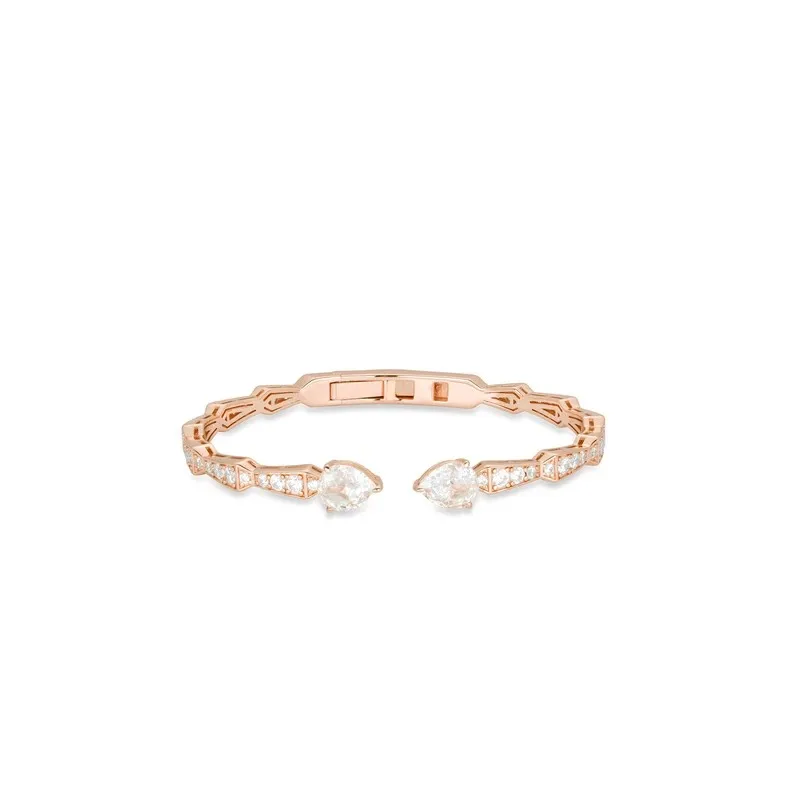 ZOCA Unique Genuine 925 Sterling Silver Rose Gold Plated Removable Bangle for Women Fashion CZ Bracelet Party Jewelry