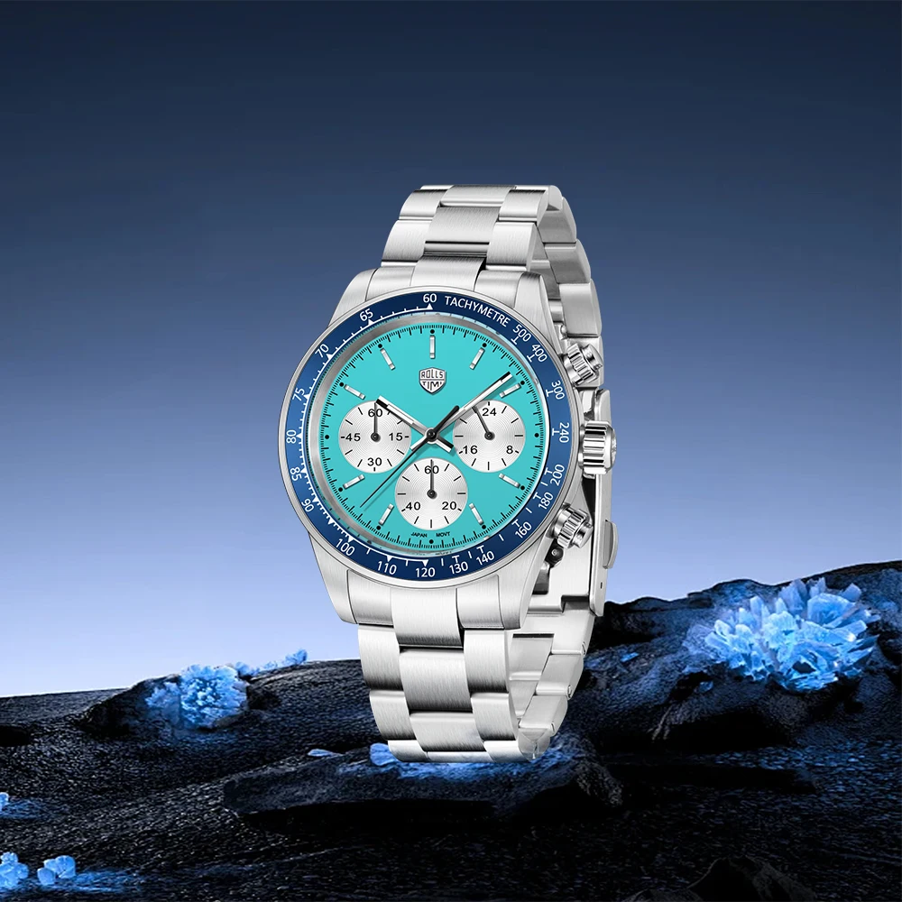 RollsTimi Ontwerp Nieuwe Heren Horloge Quartz Horloges Voor Man Luxe Lichtgevende Synthetische Saffier Spiegel Horloges Roestvrij Stalen Klokken