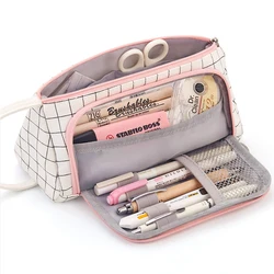 Lápis de Grande Capacidade para Estudantes da Escola, Kawaii Pen Storage Bag, Box Pouch, Organizador de Papelaria, Cosmetic Travel Bag