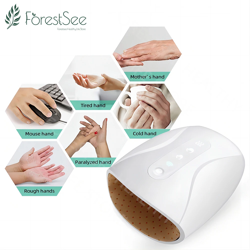 Electric Hand Massager Device Palm Finger Acupoint Wireless Massage with Air Pressure and Heat Compression For Women Beauty