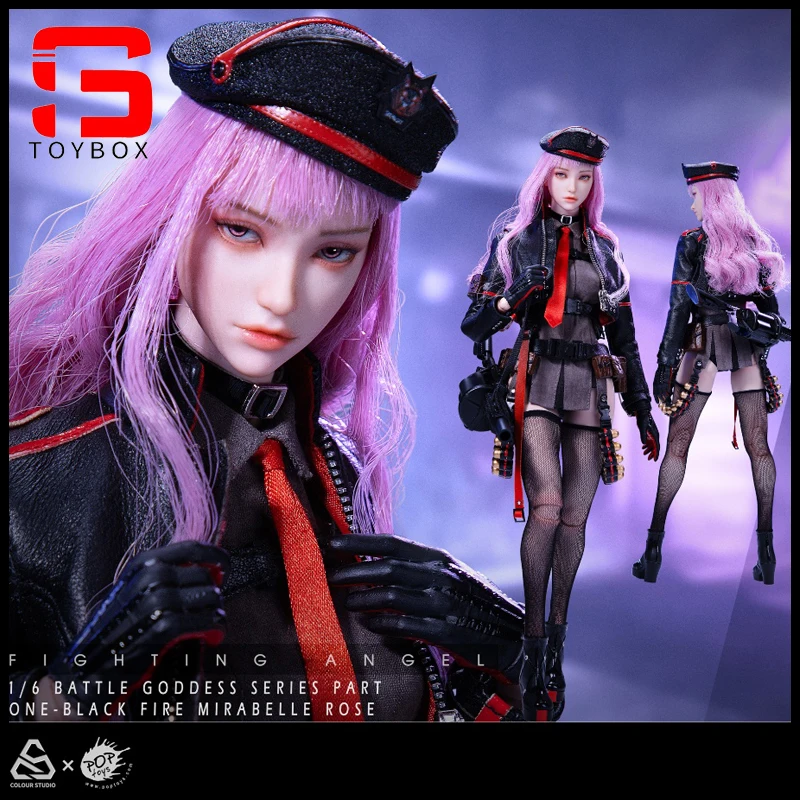 In Stock POPTOYS x COLOUR STUDIO BG-001 1/6 Battle Angel Black Fire Mirabelle Rose Action Figure with Movaball Eyes Full Set Toy