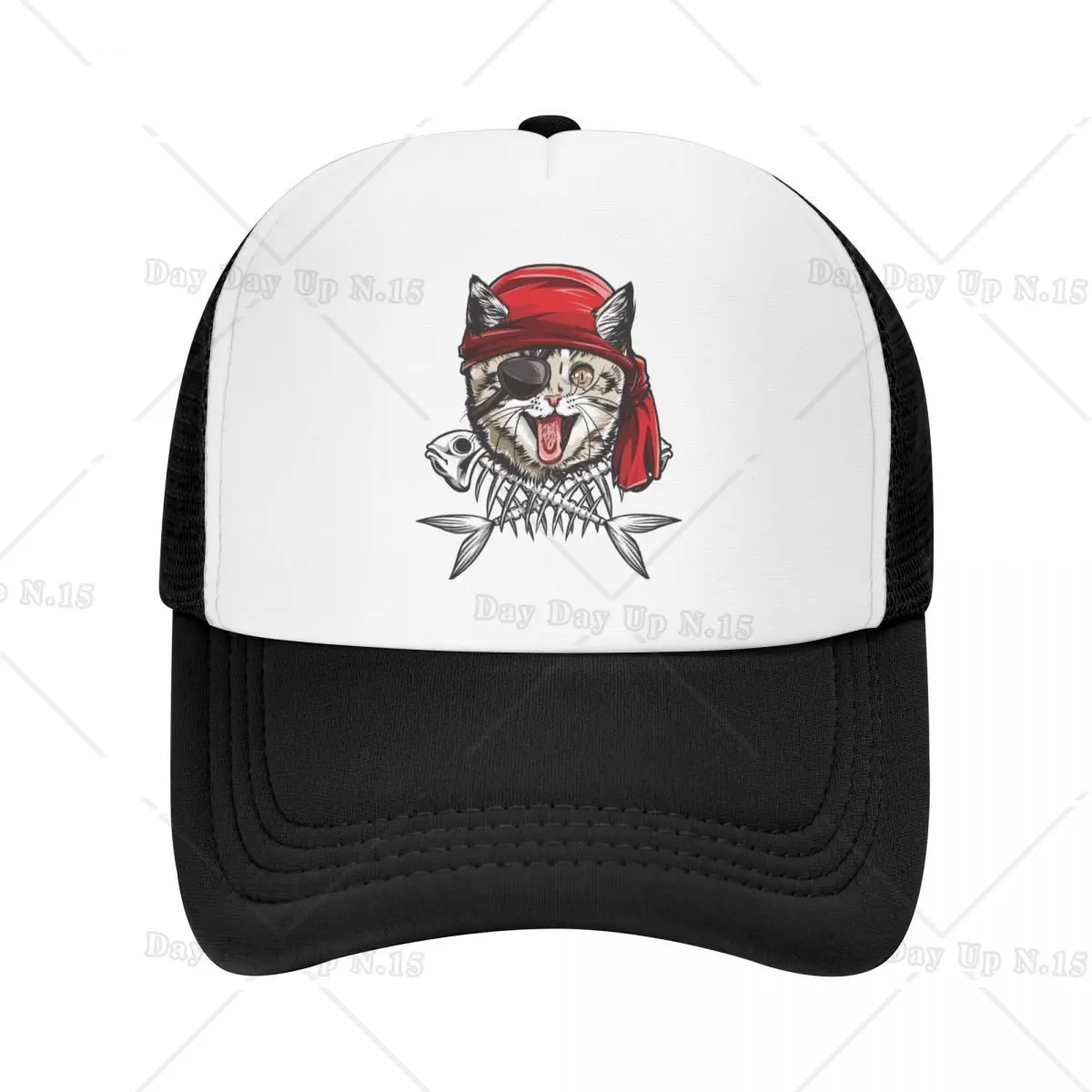 Fashion Cat Pirate Jolly Roger Skull Baseball Cap Men Women Breathable Trucker Hat Sports Snapback Summer Hats