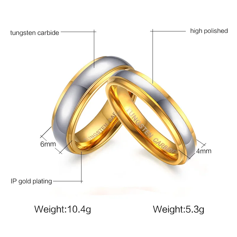 New Fashion Jewelry His & Her's Polishing Center Step Edge Tungsten Carbide Wedding Band Ring for Woman Men