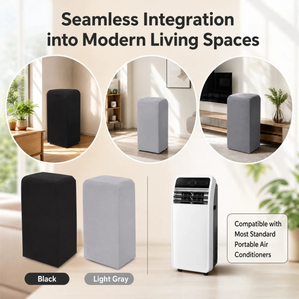 Portable Air Conditioner Cover with Storage Pocket Keep Remote Cables Organized for Living Room