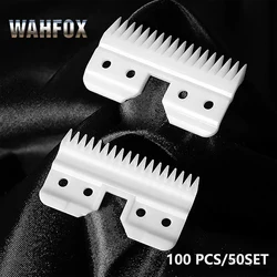 WAHFOX 100PCS/50SET Fast Feed Replacement Ceramic Blades For Oster A5 Grooming Clippers Blade 18Teeth With Box