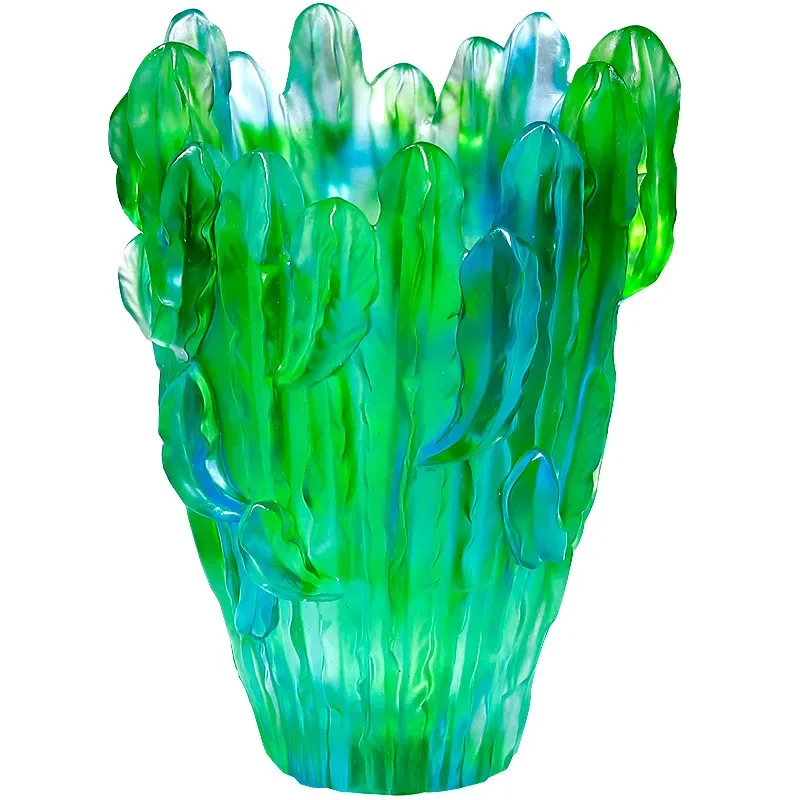 زخرفة مزهرية الصبار المزججة القديمة الراقية، تشكيلة زهور غرفة المعيشة، جو راقي، هووسورمينغ #1