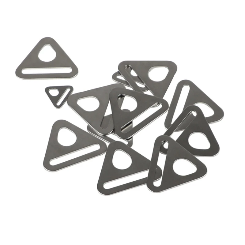 10Pcs Stainless Steel Triangle Buckle 15/20/25/32mm Adjuster Triangle Ring with Bar Swivel Clip RV Caravan Tent Fixing Buckle