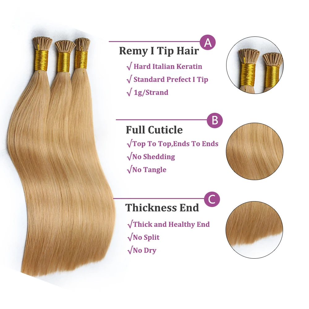 I تلميح وصلات شعر طبيعية مستقيمة شعر بشري حقيقي 50 جرام/الحزمة شعر الكيراتين 18-24 بوصة