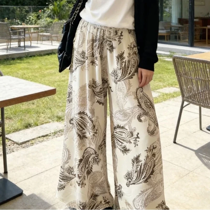 

Plus Size Women Rayon Skirt Pants Loose Wide Leg Casual Trousers With Pockets Oversized Slim Fit All Match Lounge Pants Fluffy