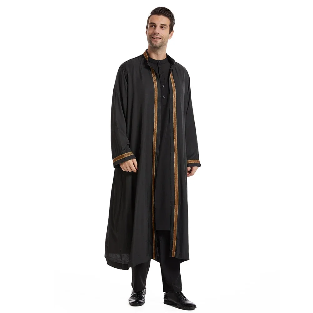 Eid Dubai Arabische Mannen Lange Jas Ramadan Moslim Kleding Islam Jubba Thobe Kimono Kaftan Midden-oosten Abaya Jurk Daffah Dishdasha