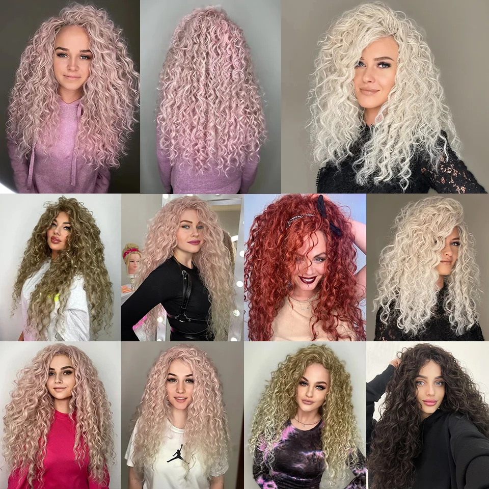 Jessica Kunsthaar Tiefe Welle Twist Häkeln Haar Geflecht Afro Curl Ombre Blonde Rosa Tiefe Wellenförmige Flechten Haarverlängerung Für Frauen