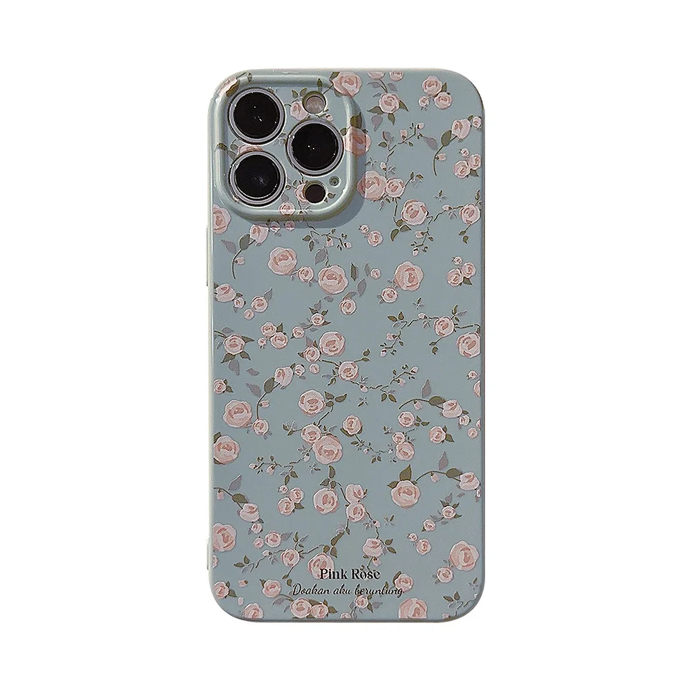 

Korean retro floral design suitable for iPhone 15, for iPhone case 13, silicone soft case 14, for apple 16 promax