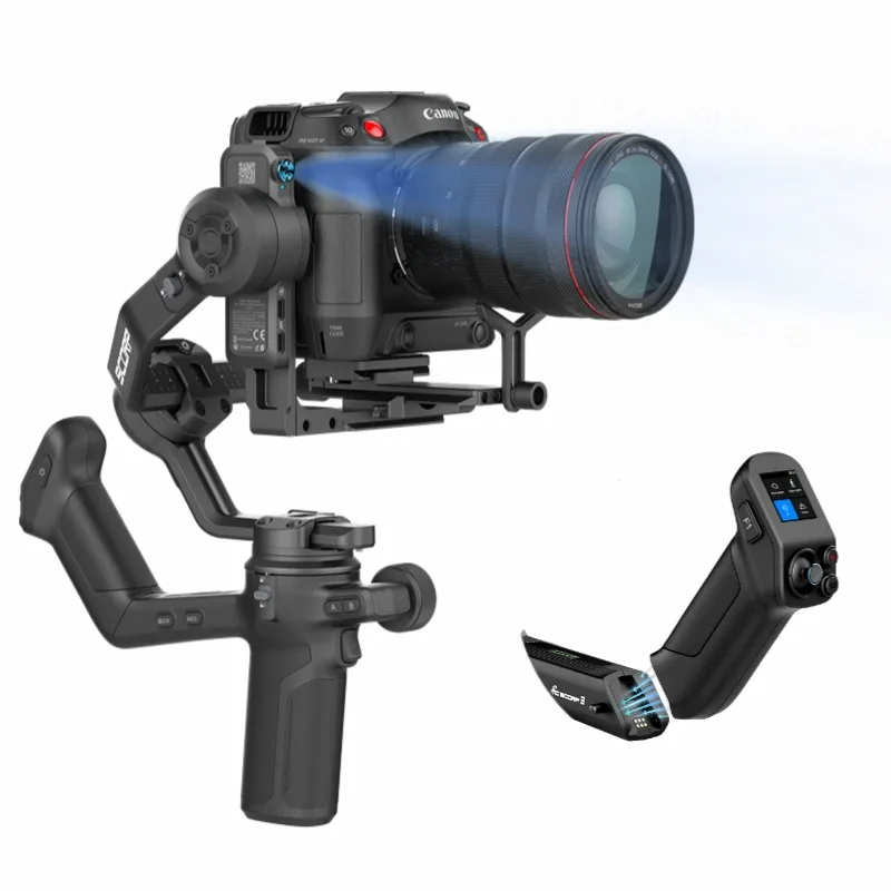 FeiyuTech SCORP 3 Stabilisateur de Caméra – Gimbal 3 Axes Portatif pour Appareils DSLR et Hybrides (Sony/Canon/Nikon/Fujifilm), Charge Max 3,5 kg, Suivi IA, Poignée Détachable, Écran Tactile