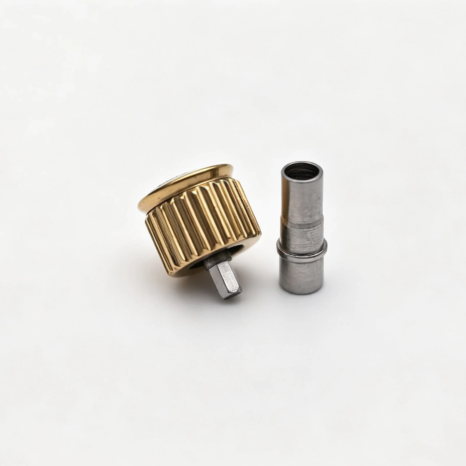 Gold Plated Crown with Tube for Longin HydroConquest L3.781.4, Stainless Steel Screw-Down Replacement, Aftermarket Part