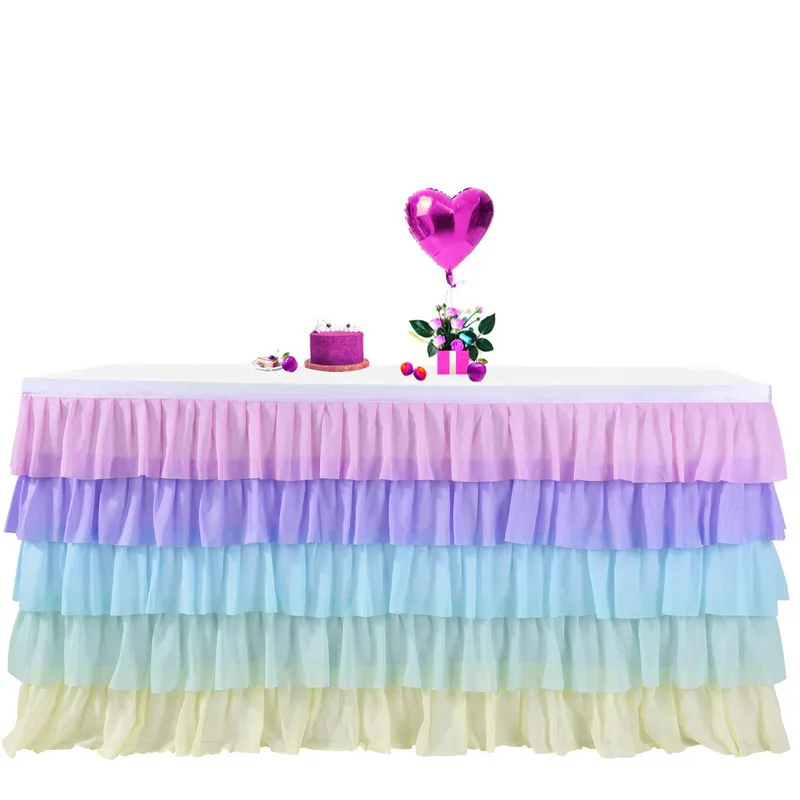 Unicorn Table Skirts Birthday Tulle Table Skirting Wedding Party Table Skirt Wedding Party Home Decor Polychrome Tablecloth