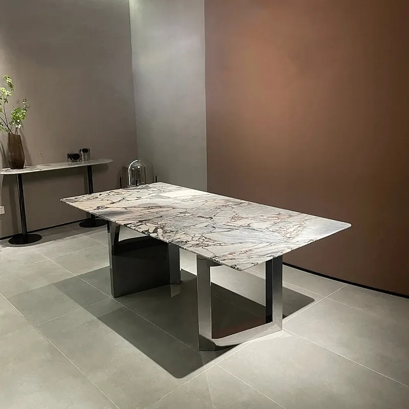

Marble dining table, Ocean Storm Elephant White designer rectangle