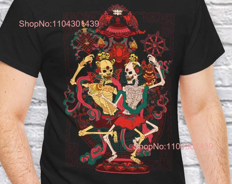 Dancing Skeletons T Shirt Vintage Tibetan Dark Aesthetic Citipati Buddhist Top long or short sleeves