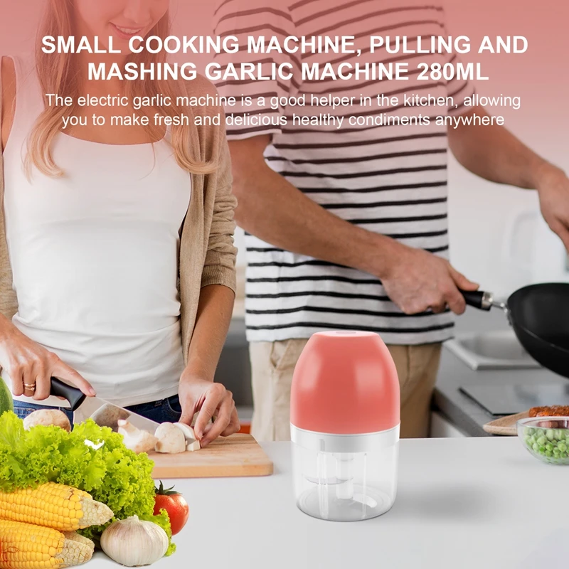 Electric Garlic Machine Chopper,USB Food Meat Wireless Processor Onion Blenders Grinder Slicer Kitchen Tools 280ML