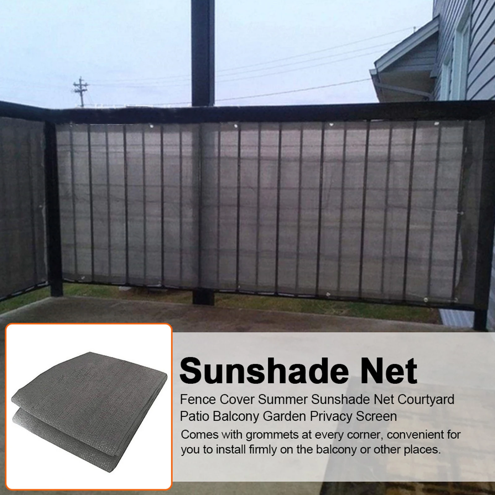 

Privacy Net Fence Shade Sails Grille Windshield Black/Gray Cloth Balcony Decoration Weather Resistance Sun-shielding Balconies