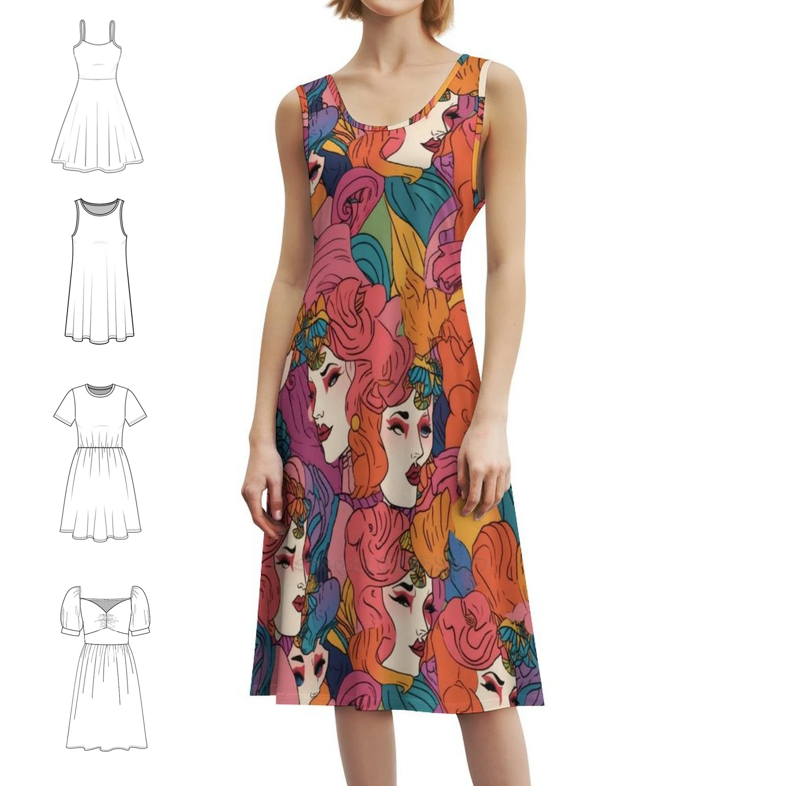 

Сказочный парад: Drag Queens In Яркое повторяющееся богемное платье без рукавов для женщин Пляжные вечерние платья с принтом Сказочные