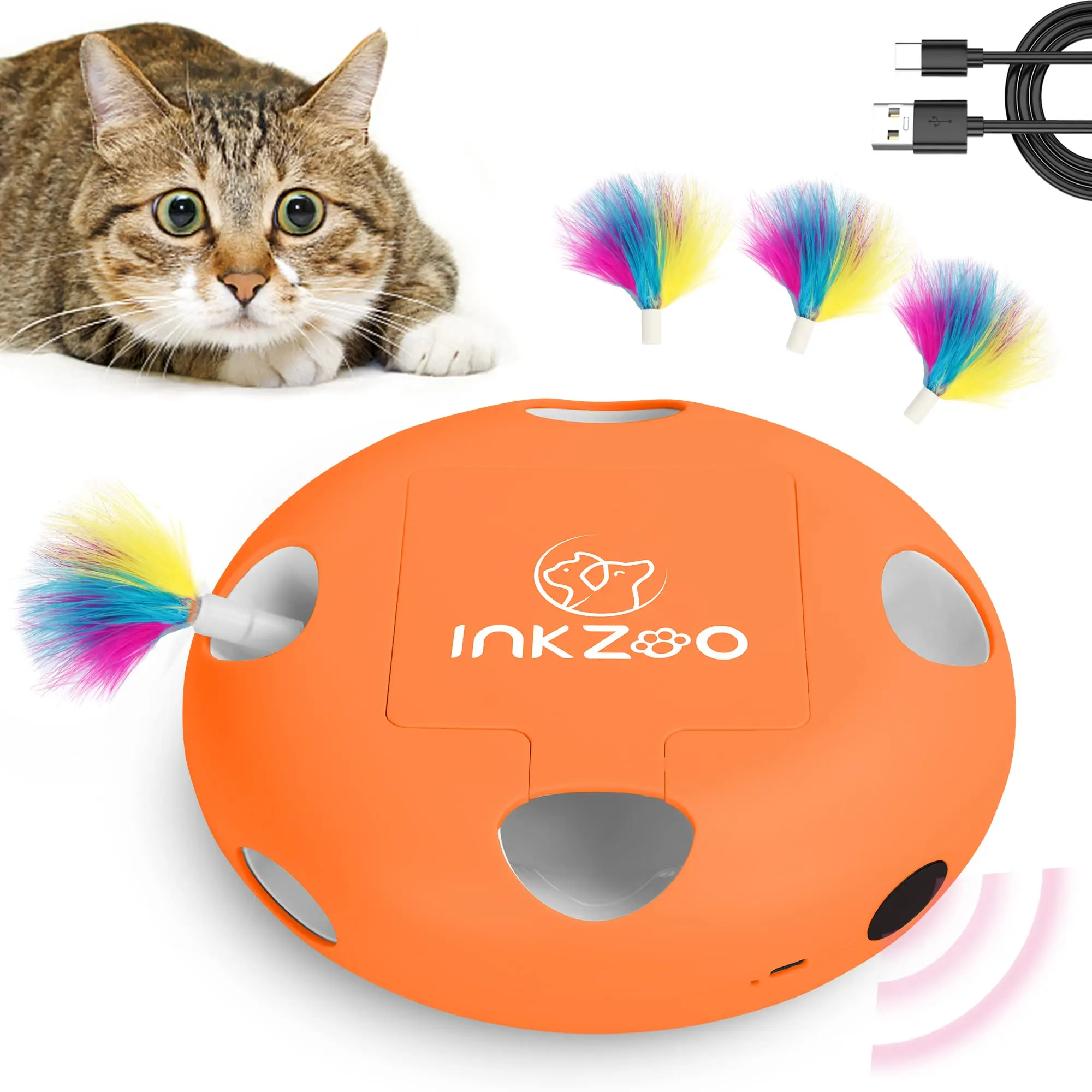 

INKZOO Cat Toys, Interactive Cat Toys for Indoor Cats, Smart Interactive Kitten Toy, Automatic 7 Holes Mice Whack-A-Mole