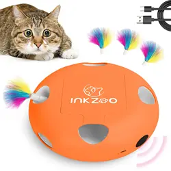 INKZOO-juguetes interactivos para gatos de interior, juguete interactivo inteligente para gatitos, ratones automáticos de 7 agujeros, whack-a-mole