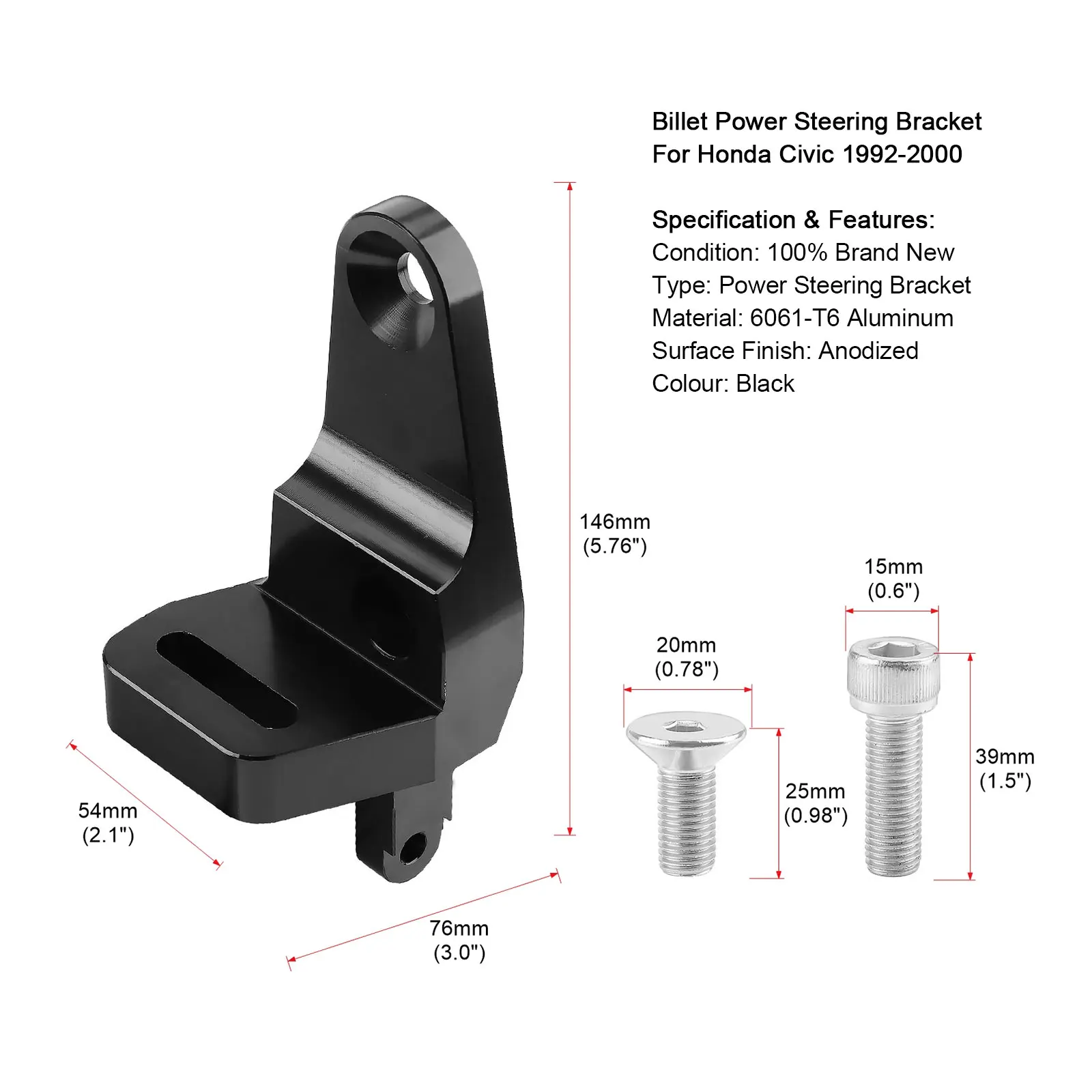 Car for Honda Civic 92-00 B16 GSR P72 B-Series Racing Car Lower + Upper Power Steering Bracket