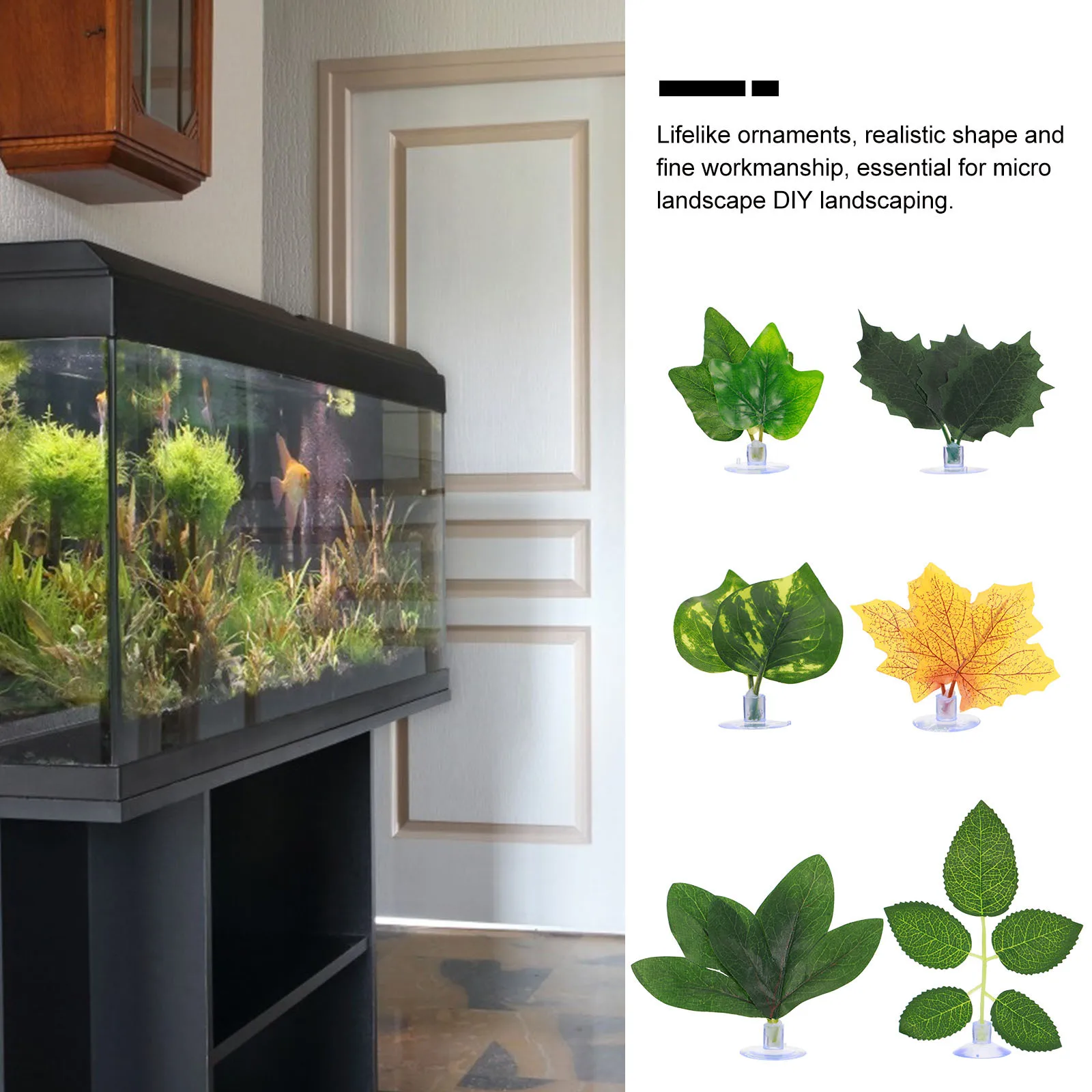 

6Pcs Aquarium Leaves Plastic Fish Tank Decoration Lifelike Natural Easy Fish Aquarium Leaves