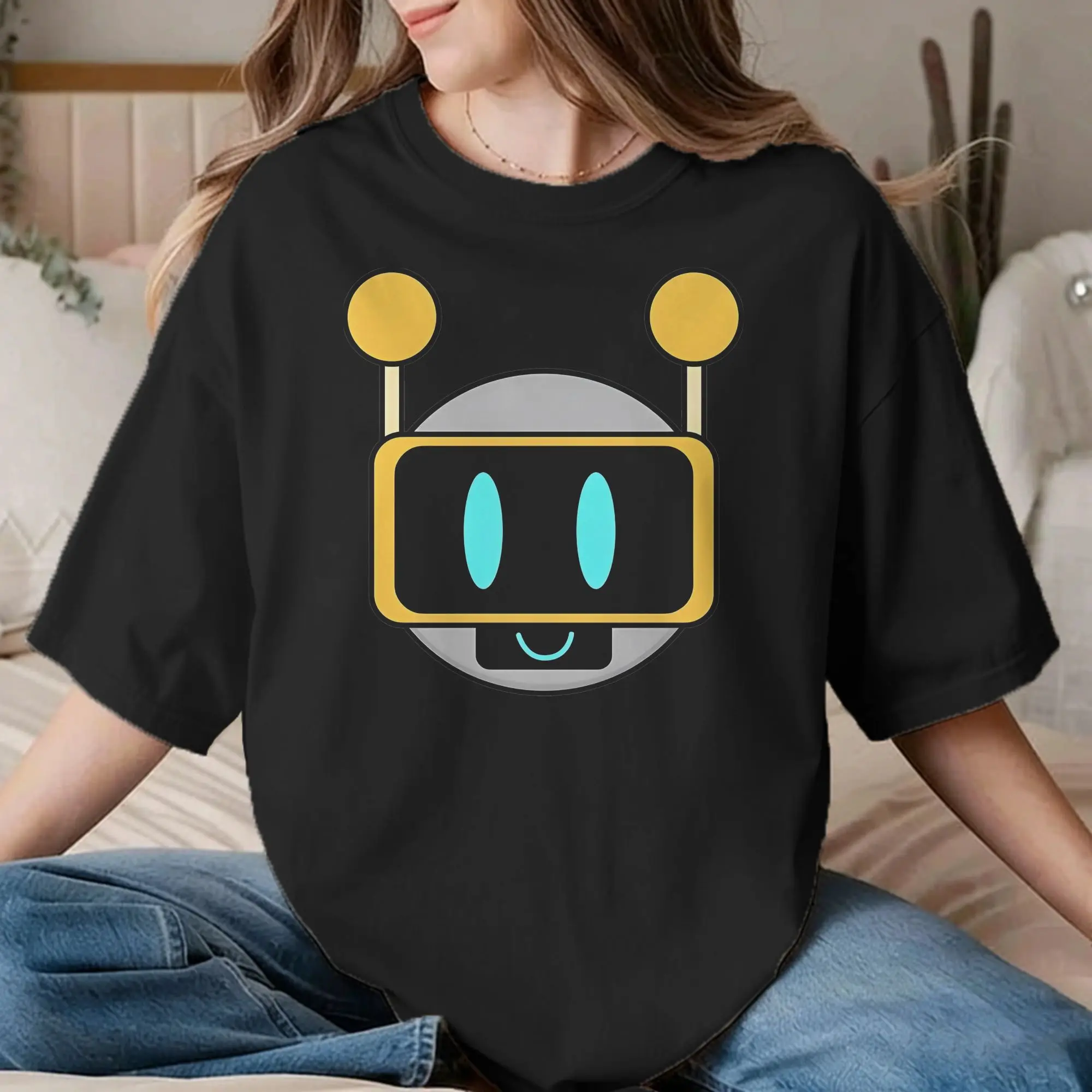Men Women T-Shirts Sprunki Crazy Pure Cotton Tee Shirt Short Sleeve Mr Fun Bot Head  T Shirt Crewneck Tops Plus Size