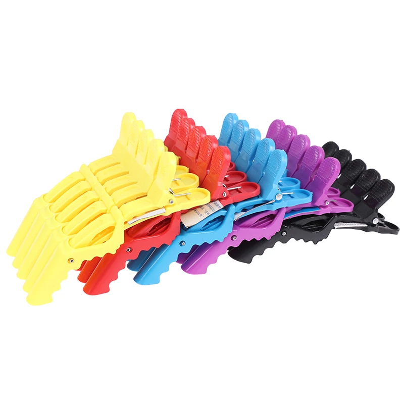 5pcs Salon Hair Grip Crocodile Hairdressing Barbers Clips Professional Matte Sectioning Clips Clamps Hairdressing Tweezers