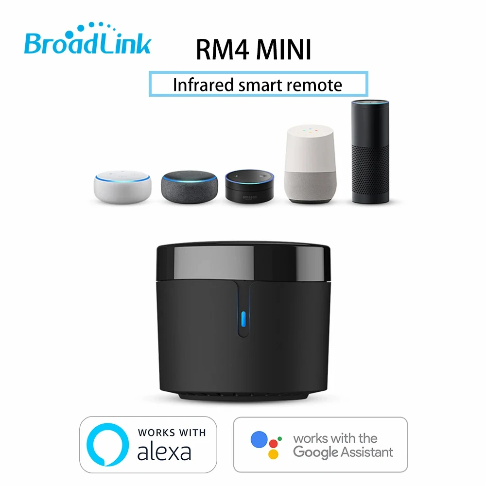 جهاز تحكم عن بعد للمنزل الذكي العالمي من Broadlink RM4 Pro RM4 Mini RM4c Mini WIFI IR للتحكم الصوتي للتلفزيون من Alexa Google Home