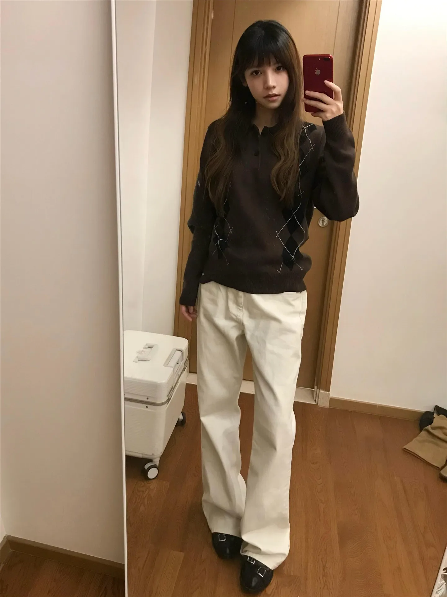 

Extended Length Wide Leg Low Waist Denim Jeans Women's Loose Drapey Slimming Ankle-Length Straight Leg Pants Casual Cotton