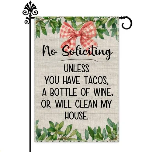 No Soliciting Garden Flag, 12 x 18 Inch Double Sided Farmhouse Holiday Yard G... PPZ