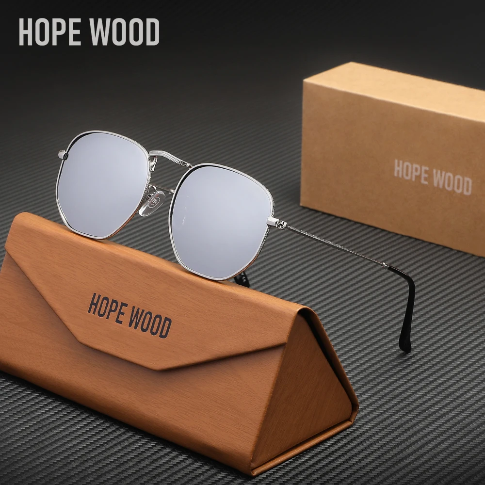 HOPEWOOD خمر النظارات الشمسية إطار دائري الاستقطاب UV400 نظارات للرجال النساء المشي الصيد الترفيه نظارات