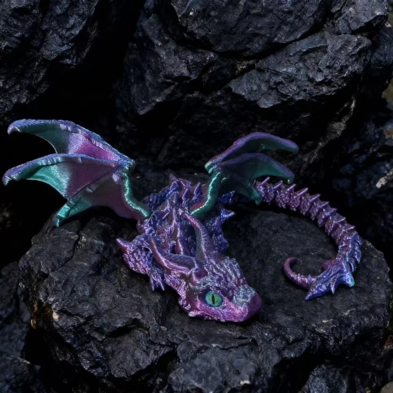 

3D Printed Articulated Flying Dragon Model with Wings Movable Joints Desktop Decoration Animal Toy Birthday Gift