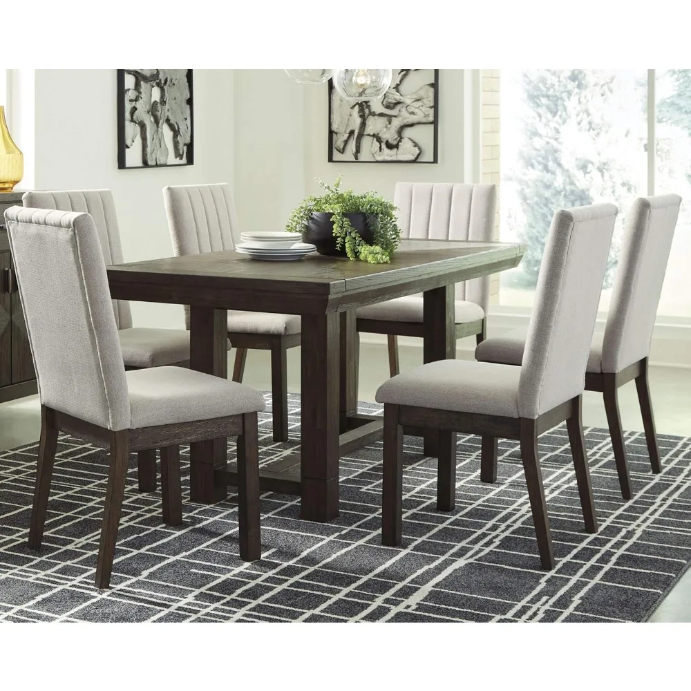 Dellbeck Casual Rectangular Dining Extension Table, Seats up to 8, Dark Brown