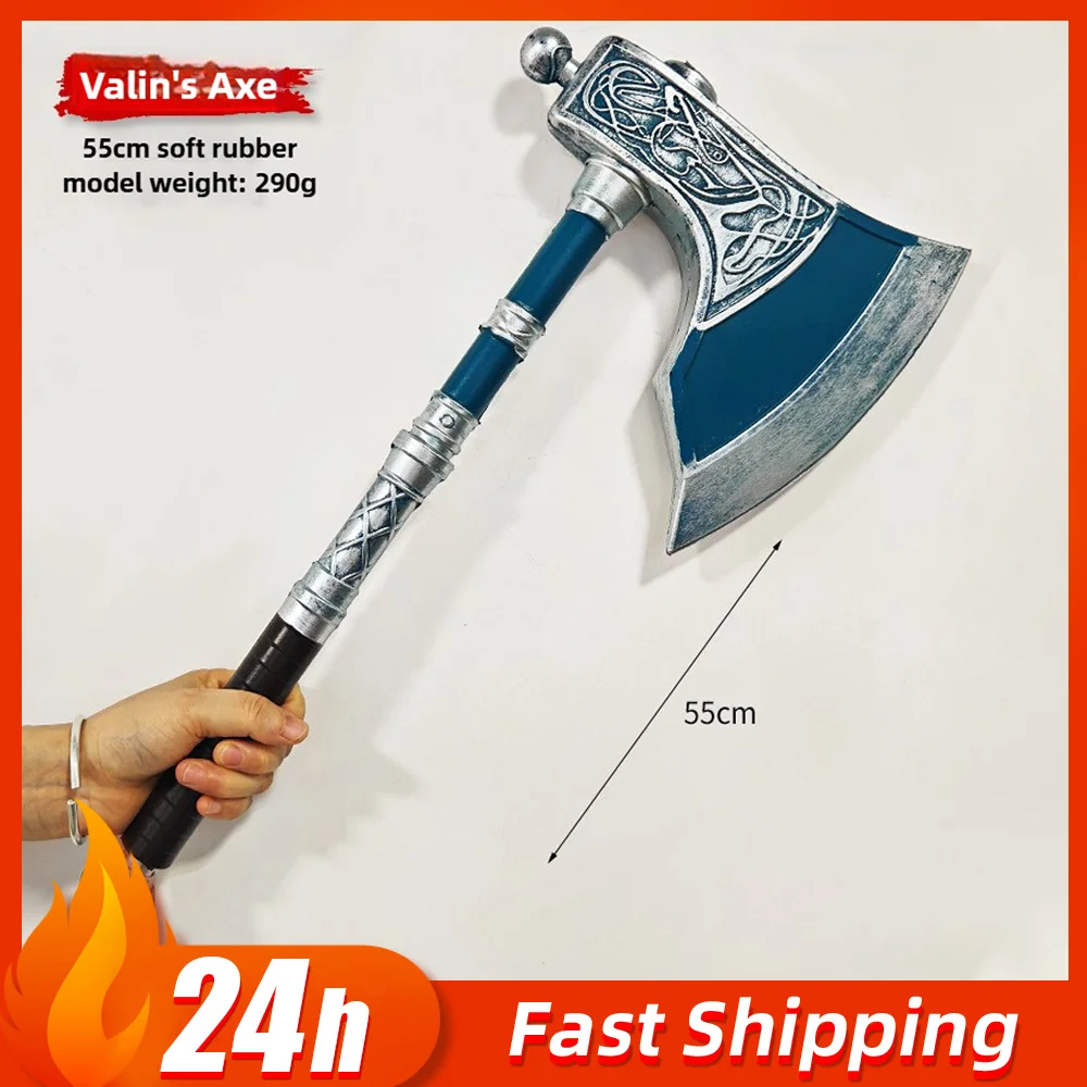 60cm Assassin Game Peripheral Predator Valin's Axe Cosplay Prop Battle Sword Halloween Decorative weapons Toy Rubber Boy Gift