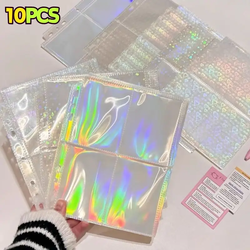 10pcs Laser 3inch 5inch Photo Album Photocards Holder A5 Binder Pockets Sleeves Diary Album Inner Sleeves Photo Card Binder