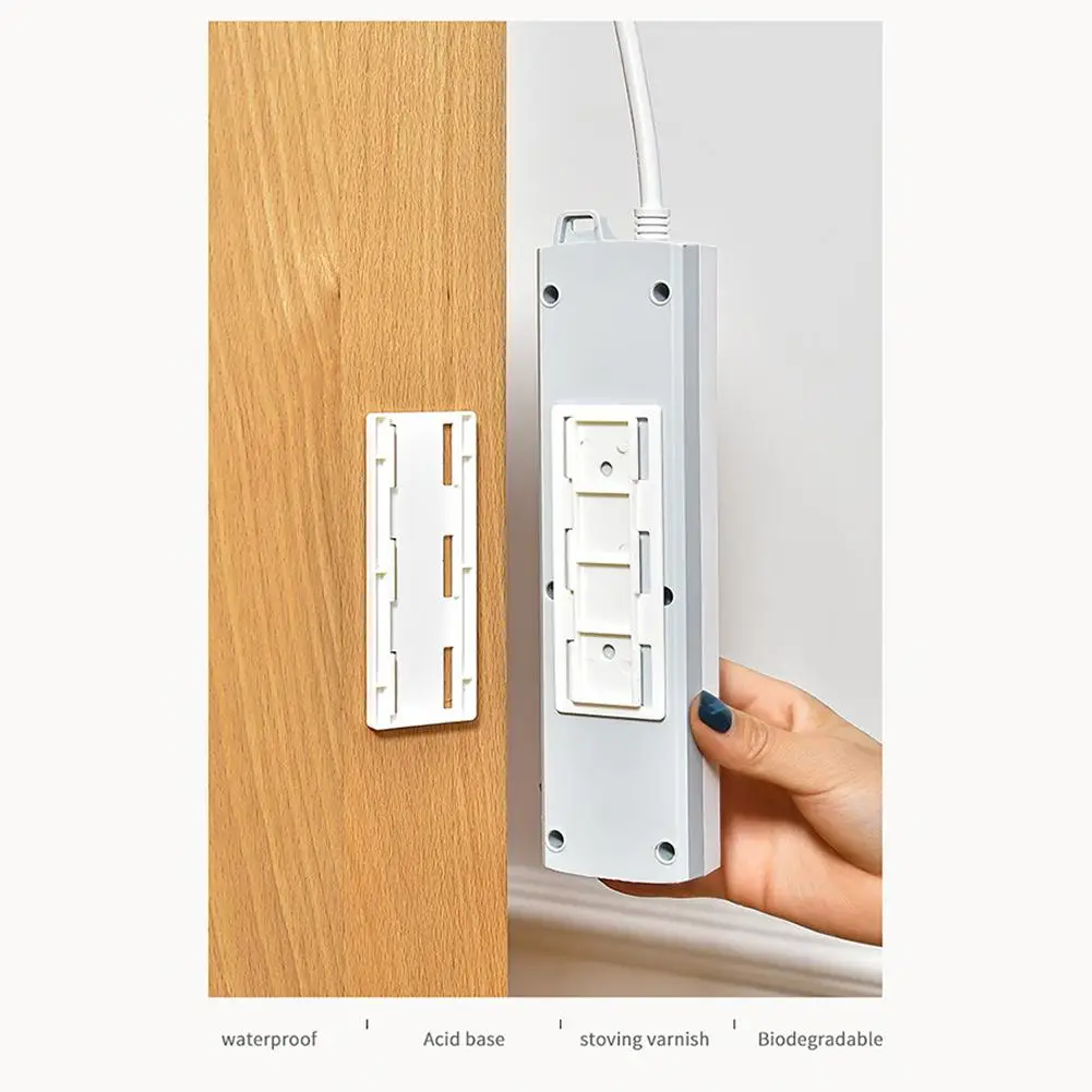 Socket Fixer Powerful Traceless Wall-mounted Plug Fixer Strip Cable Self-adhesive Organizer Power Hanging Sticker Desktop M3f3
