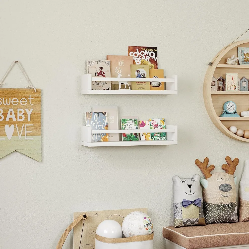 Meubles de bibliothèque flottants muraux pour enfants, un ensemble de 4 étagères avec structure en bois durable, meubles de bibliothèque