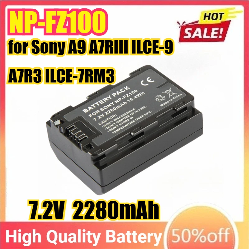 

NP-FZ100 NPFZ100 7.2V 2280mAh camera Battery for Sony A9 A7RIII ILCE-9 A7R3 ILCE-7RM3 A7RM3 ILCE-7M3K A7M3K BC-QZ1