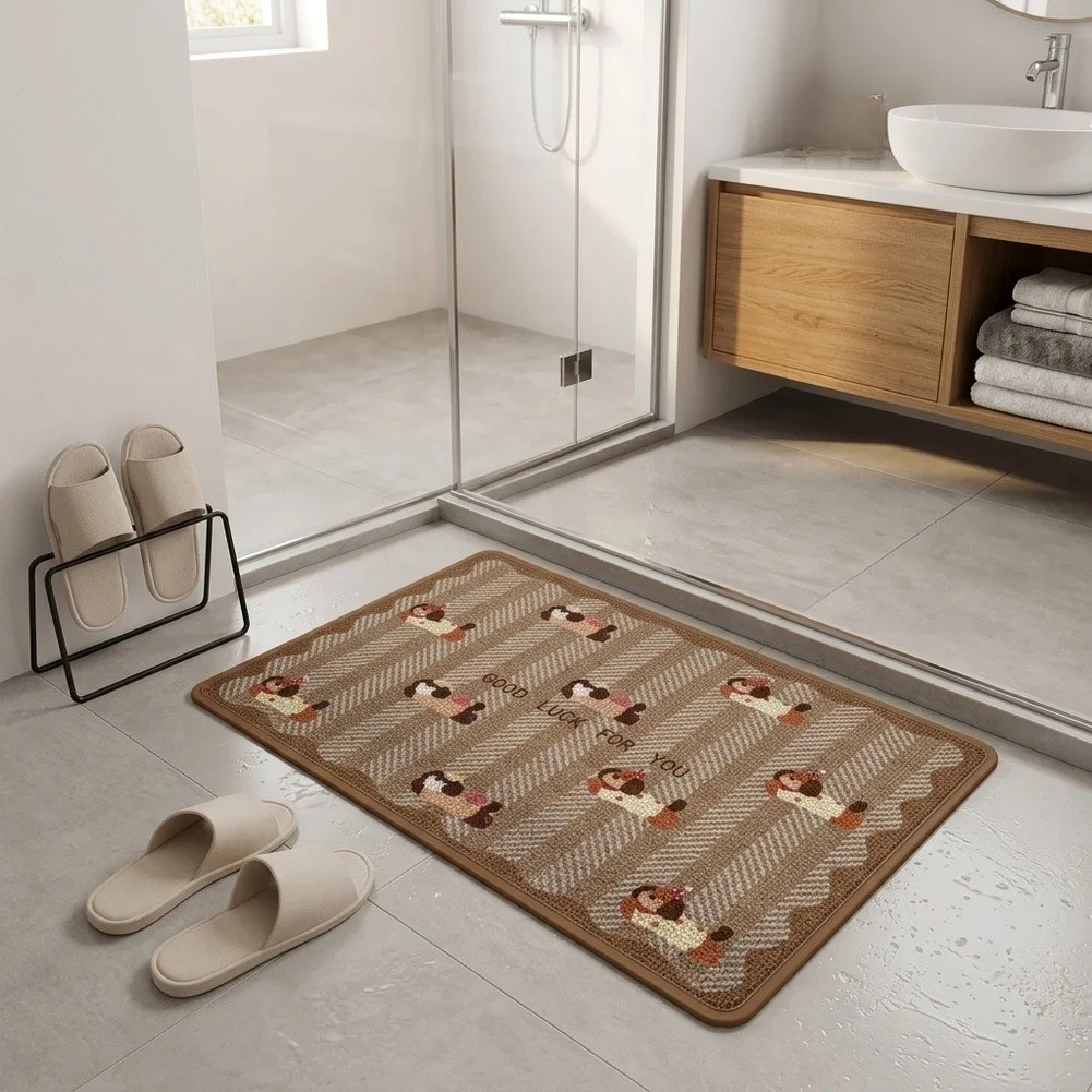 Soft Floor Covering 40*60 Cm Microfiber Bath Mat Water Absorbing Ultra Absorbent Skid Resistant Backing Reinforced Seams
