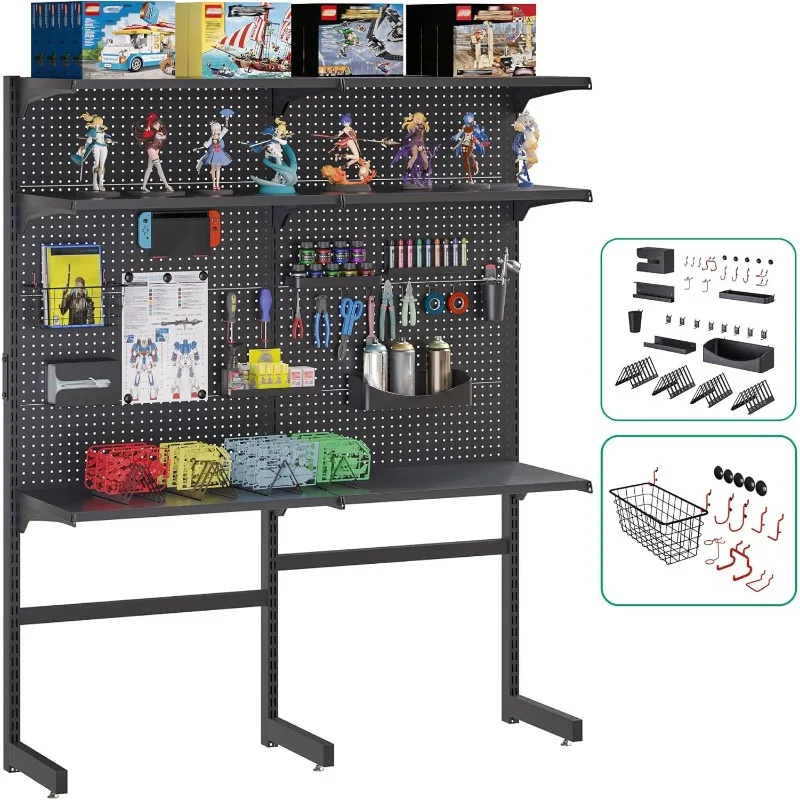 

DDB Pegboard Gaming Standing Shelf Unit + Black DIY Model Kit Bundle
