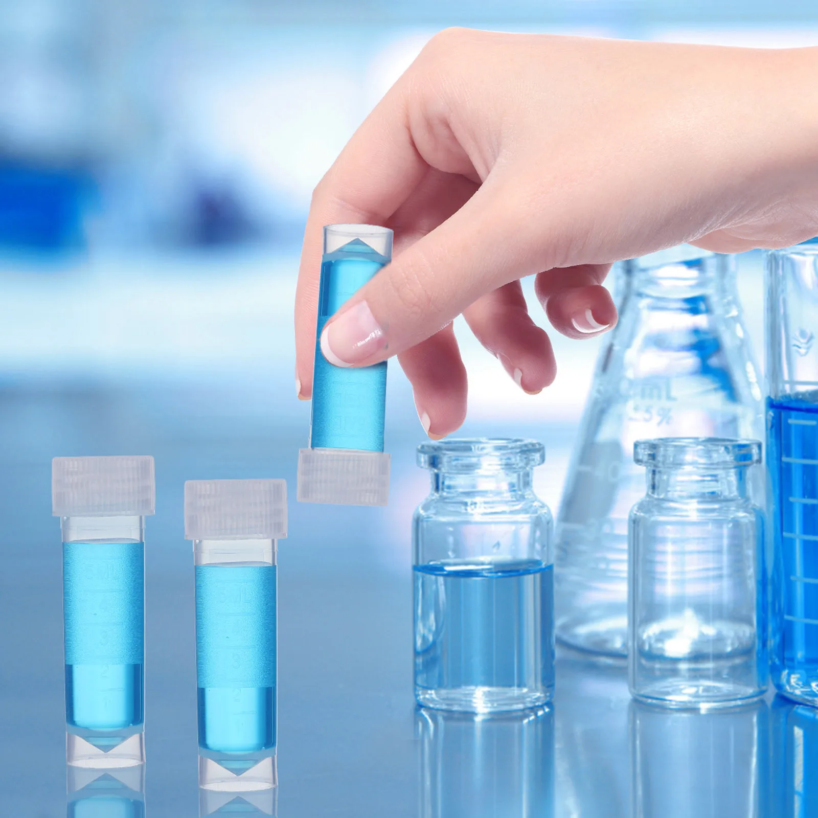 

1 set Sampling Bottle Set Clear Leak-Proof Plastic Vials With Caps Scale Marked Small Containers For Liquid Transfer Laboratory