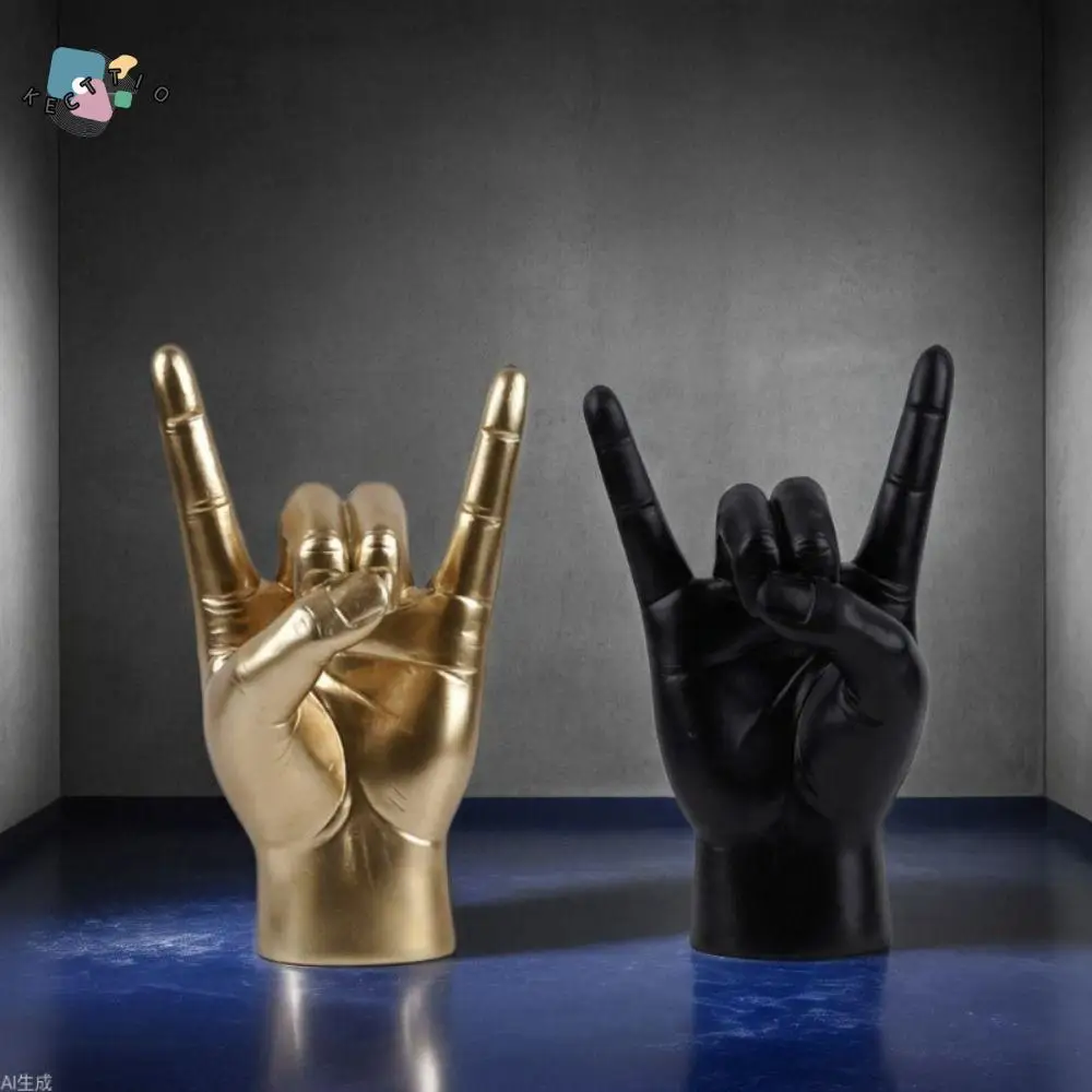 Light Luxury Rock Hand Gesture Statue Creative Exquisite Trendy Miniature Figurine Romance Simple Personalized Gesture Statue