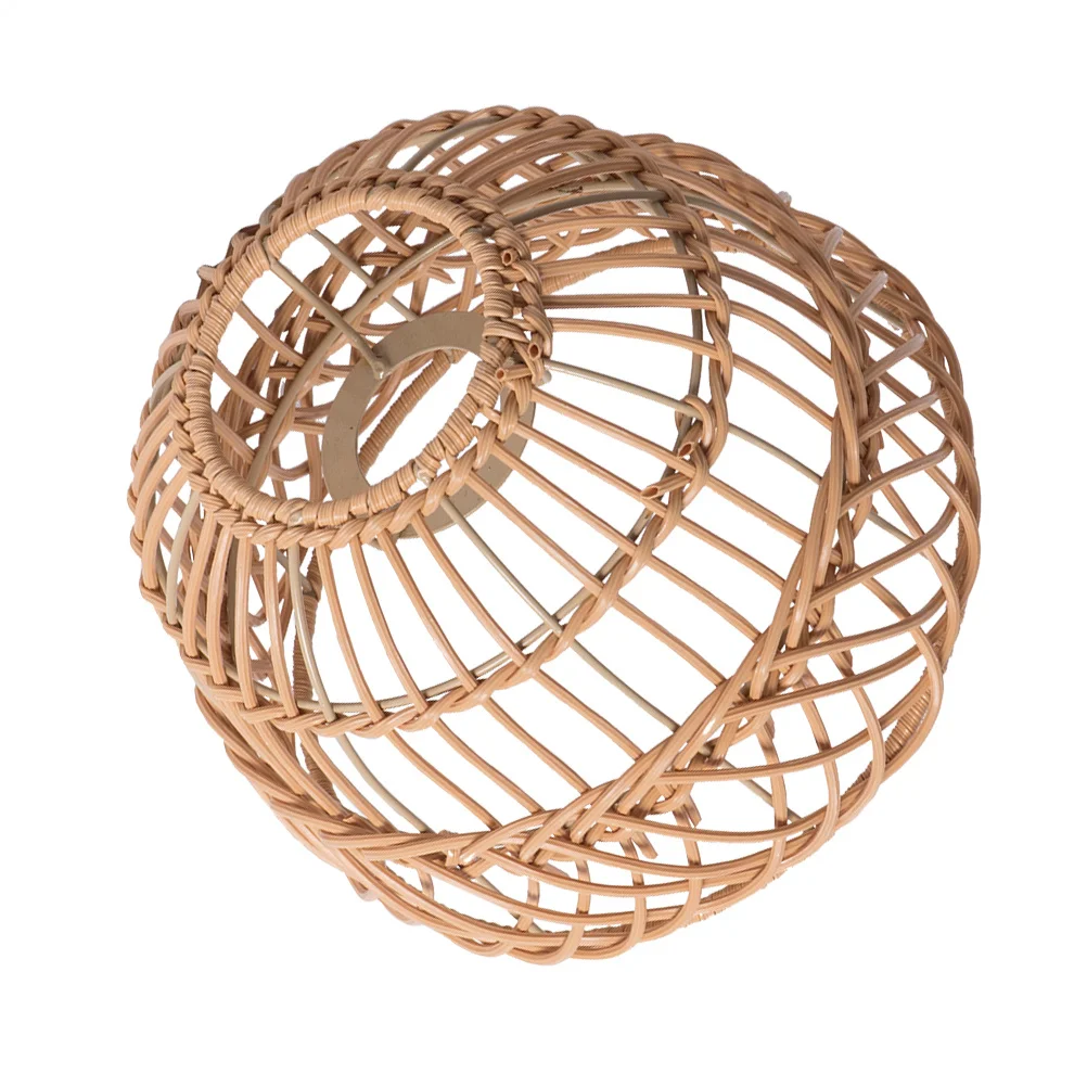 المنسوجة قلادة غطاء مصباح صغير تقليد الروطان الثريا غطاء للمطبخ بار فندق ديكور ضوء السقف استبدال #6