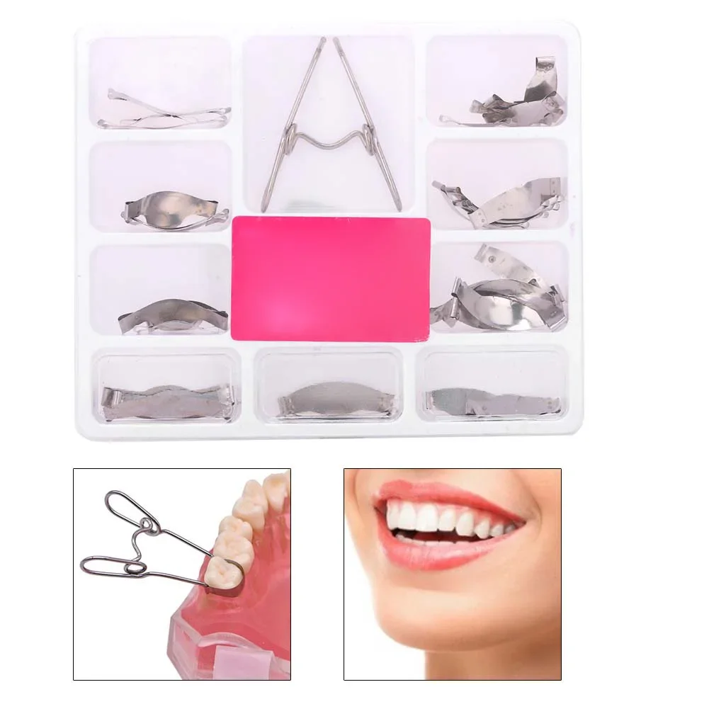 

Dental metal cross-section tooth filling complete kit Dental matrix with spring clips dentist accessories for tooth replacement